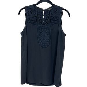 Halogen Black Crocheted Detail Women’s Tank Top Size Small